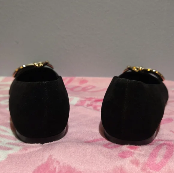 Women's Salvatore Ferragamo Gold Bow Detail Black Loafer, Size 7.5 - Picture 6 of 7